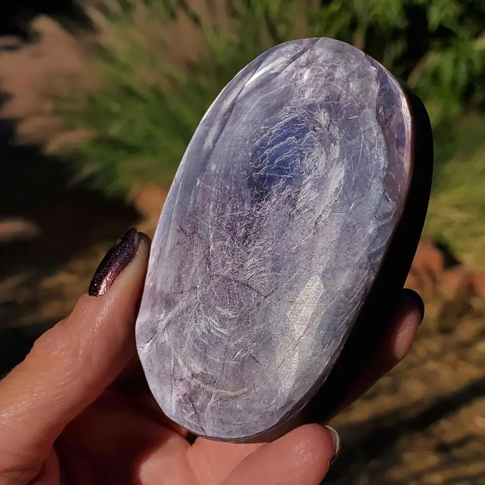 Brazilian Purple Mica Double Side Flash Crystal Palmstone Freeform 132 Grams
